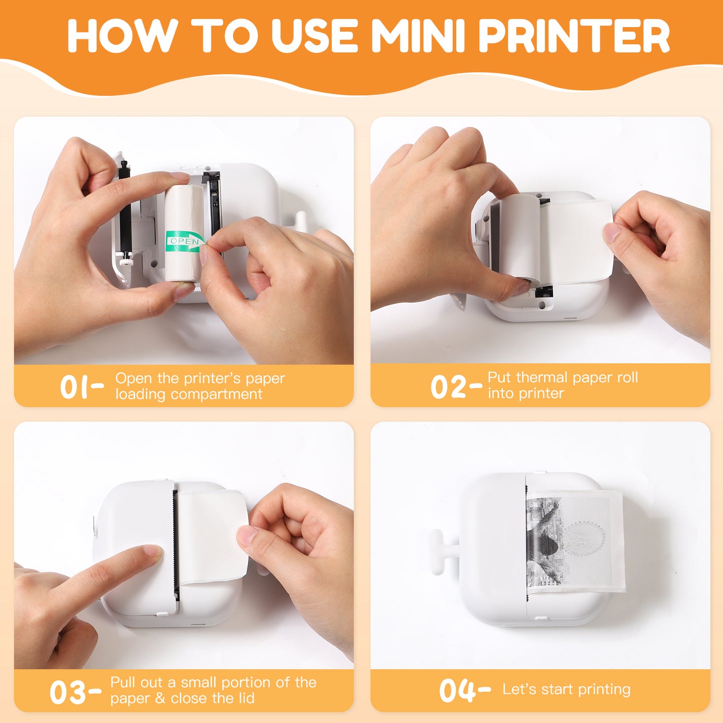 Thermal Mini Inkless Sticker Maker Printer (With Thermal Papers & Sticker Papers)