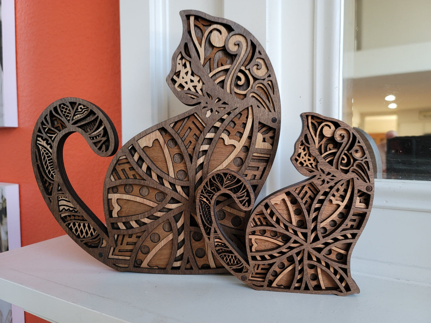 Wooden Handcrafted Cat Sculpture