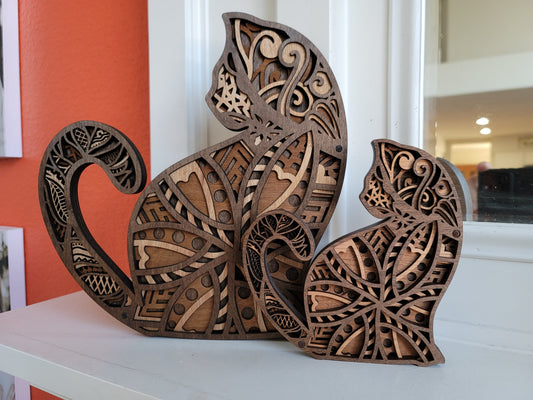 Wooden Handcrafted Cat Sculpture