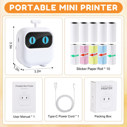 Thermal Mini Inkless Sticker Maker Printer (With Thermal Papers & Sticker Papers)