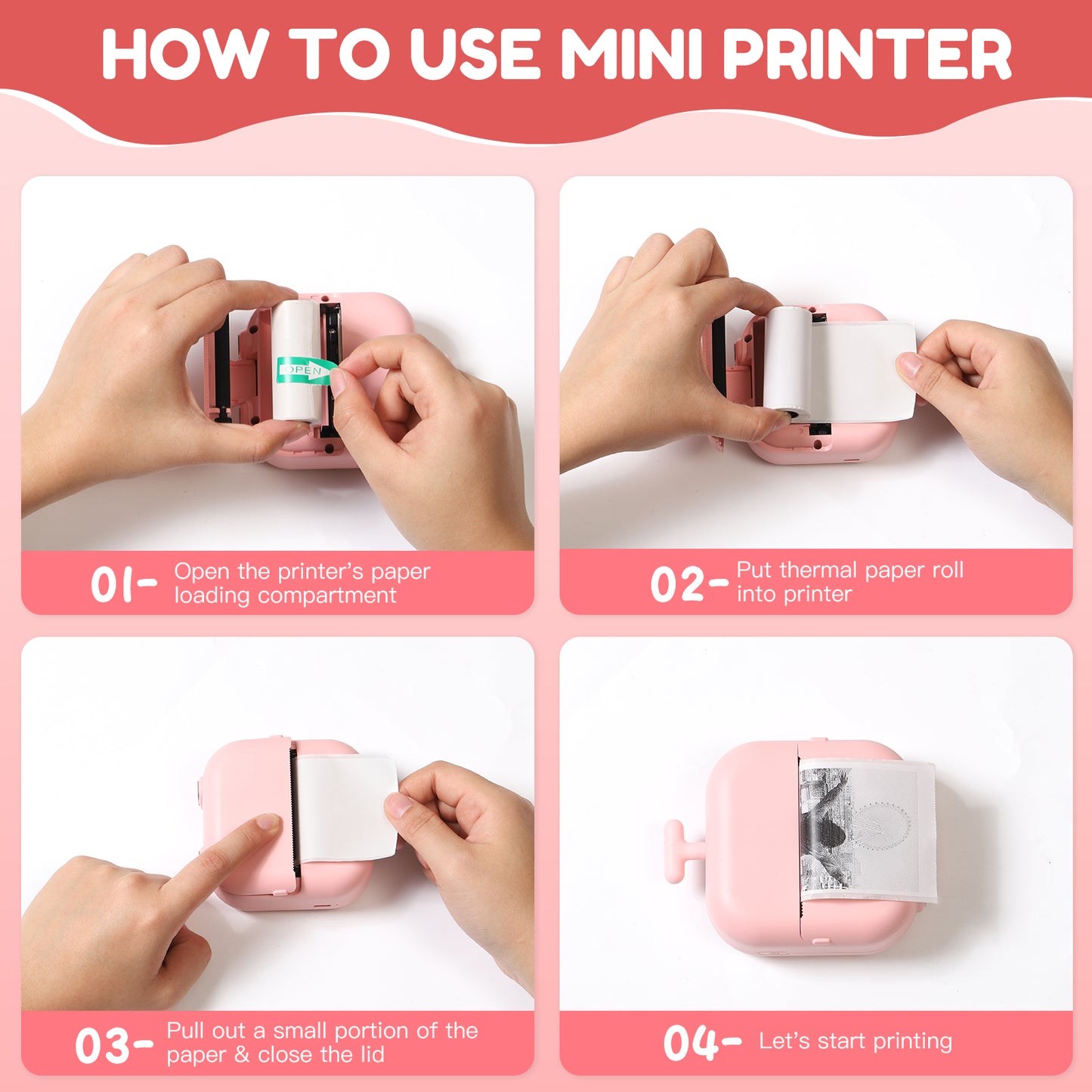 Thermal Mini Inkless Sticker Maker Printer (With Thermal Papers & Sticker Papers)